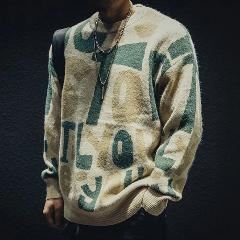 Mens black wool letter pullover knitted sweater highquality replica of mens clothing Korean autumn style fashionable and elegant mode 240821