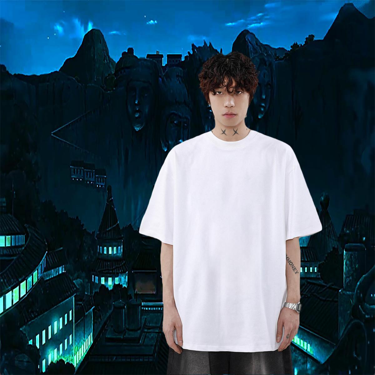 Brand Street wear Hip Hop Men Tees skull Short Sleeve O-Neck 100% Cotton 230g Mens T Shirts Loose Fit DIY Logo Oversized Tees Shirts