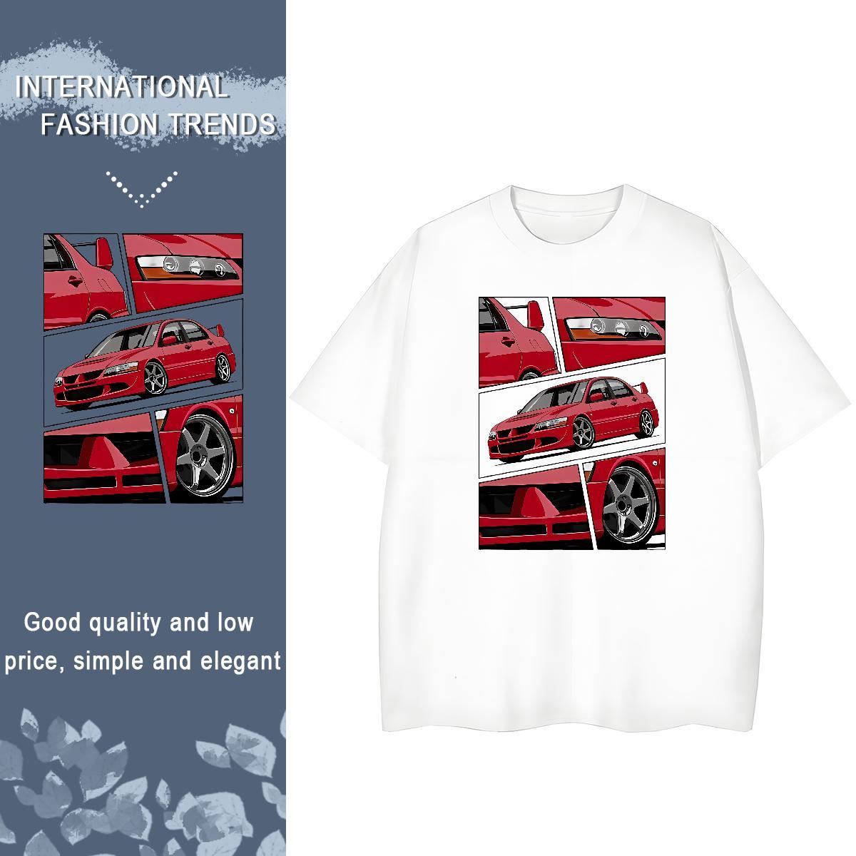 Fashion T-Shirts 230g Cotton Breathable Short Sleeve Casual Beach car Lady T shirt Wholesale DIY Logo Top Tees