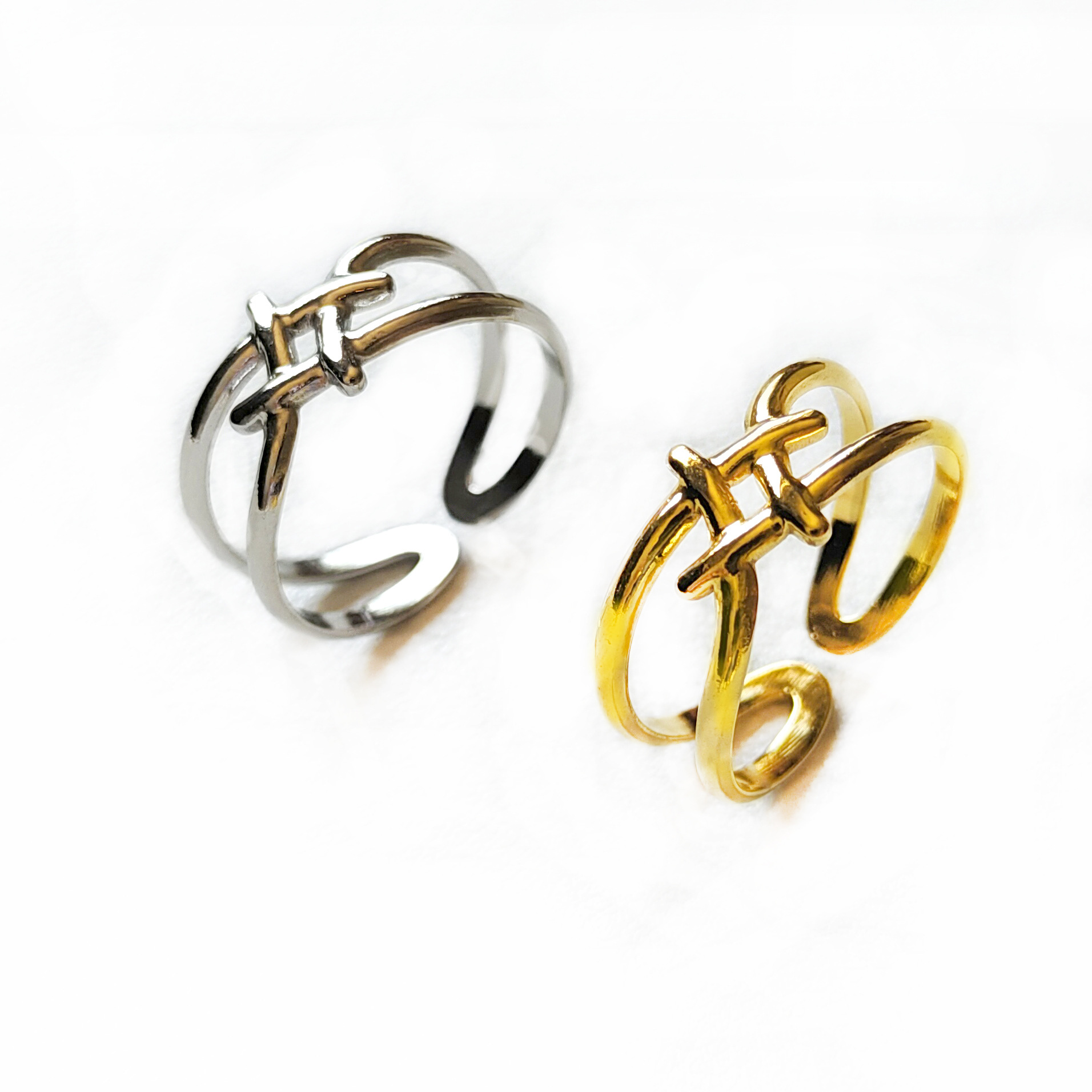 Light luxury, niche, high-end titanium steel, Chinese knot, open mouth ring, fashionable, simple, personalized index finger ring jewelry