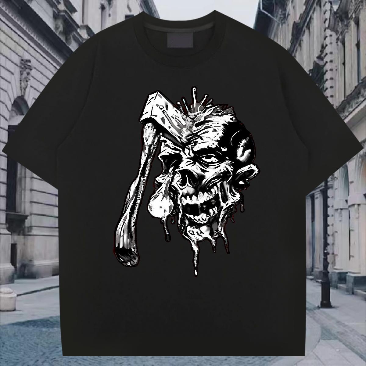 Customized Daily Wear Tshirts scary Breathable Short Sleeve 230g Cotton Men T Shirts Unisex White Plus Size Polos