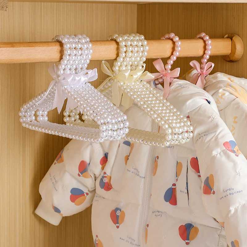 1pcs 20/25/30cm Elegant Baby Pearl Bowknot Ribbon Dress Coat Hanger Wardrobe Closet Storage Rack Space Saving Clothing OrganizerXJ240216