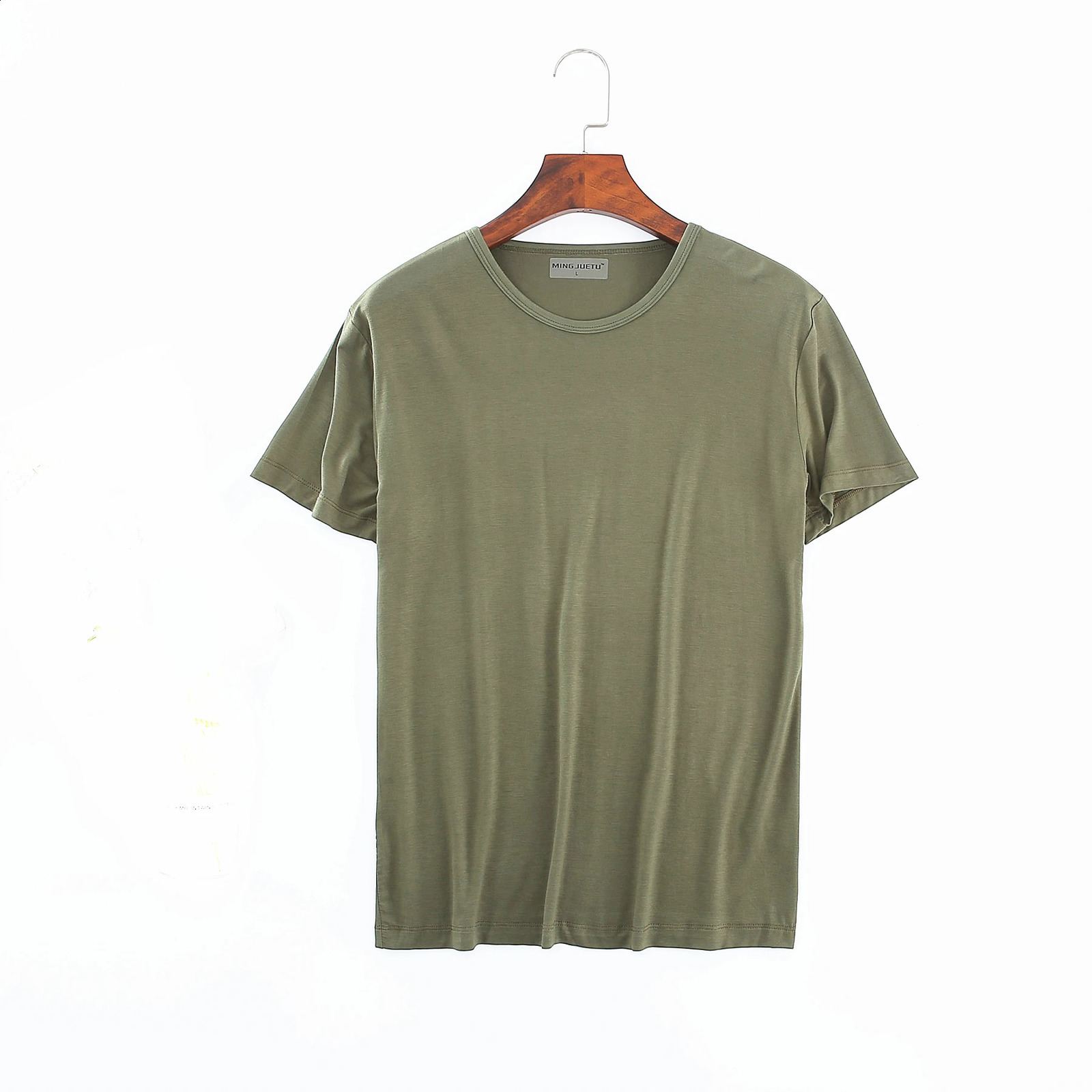 Mens Modal Tshirt Short Sleeve Loose Oneck Bottom Large Underwear Solid Color 240822