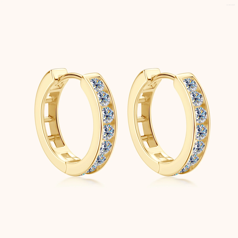 Hoop Earrings 14K Gold Plated For Women 2.5mm Moissanite Diamond Certified 925 Silver Hypoallergenic Studs Piercing Jewelry