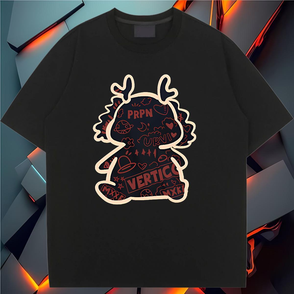 2024 Casual T Shirts Women Crew Neck 230g Pure Cotton Women Tees DIY Anime Printed dinosaur Hip Hop Street Loose fit Tops Tees