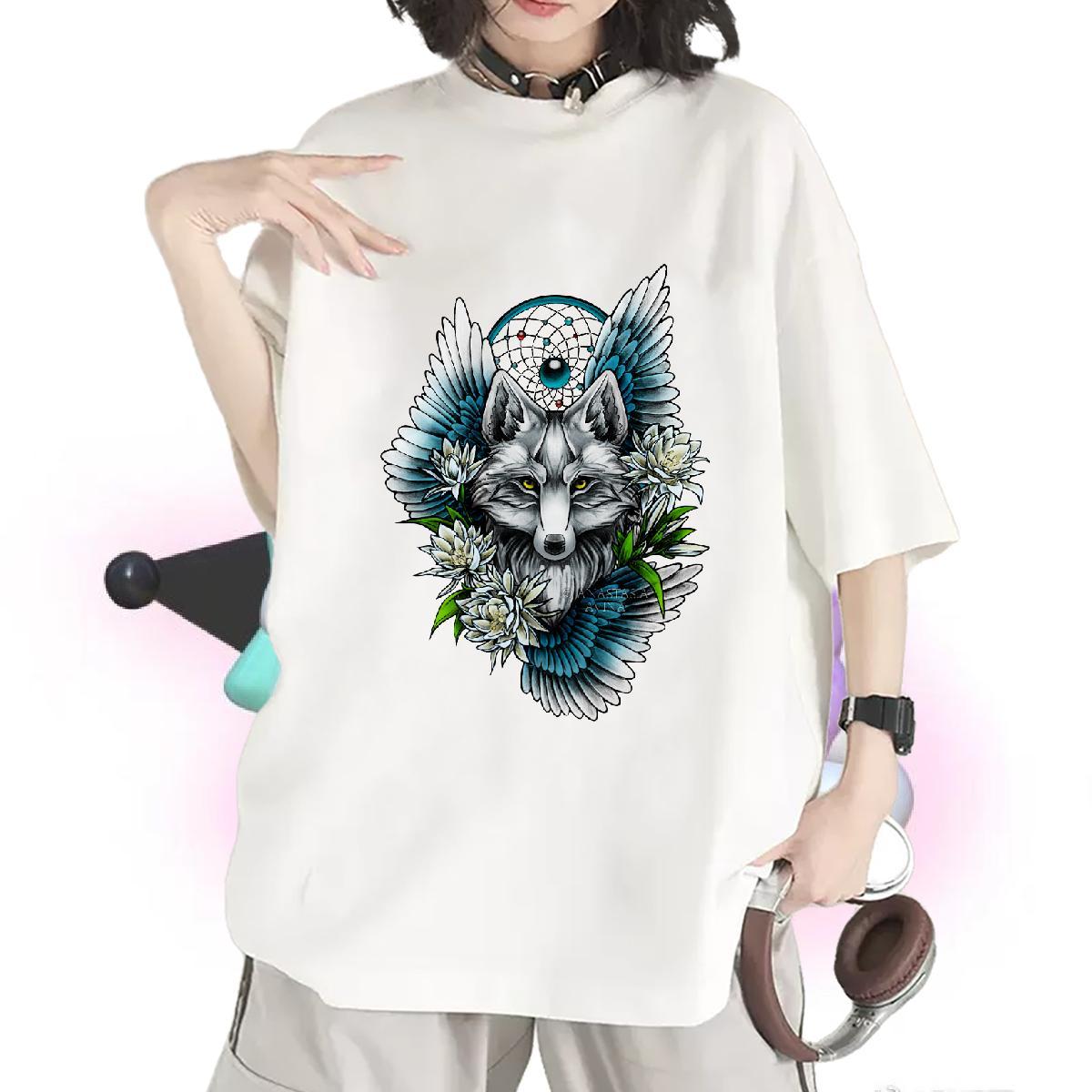 Designer T-Shirts Breathable Soft 100% Cotton 230g Unisex Tshirts DIY Printed wolf Outdoor Female Polos