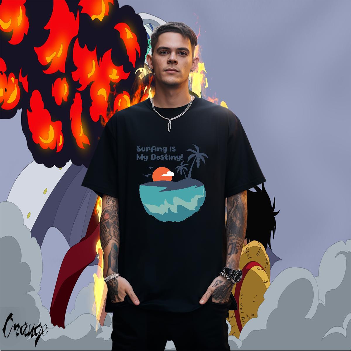 Unisex Tshirts Anime Printing Street 230g Cotton Custom Printing Breathable Soft beach Mens T Shirts Wholesale Polos