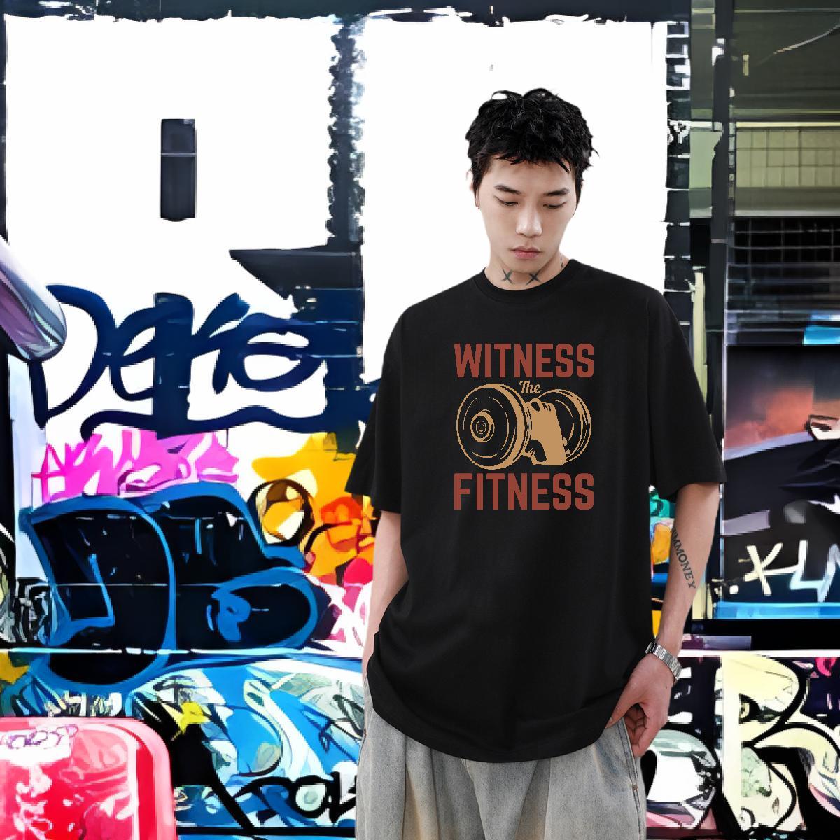 Wholesale Street Men Tees dumbbell Short Sleeve O-Neck 230g Cotton Mens T Shirts Loose Fit Oversized 4XL Clothes