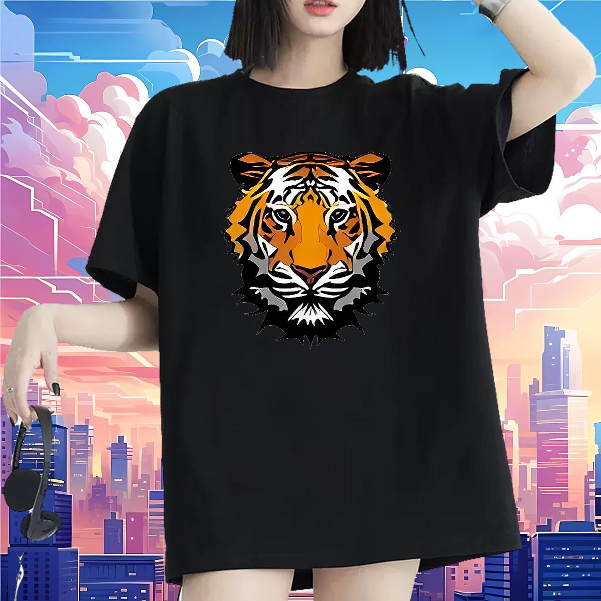 Fashion New T Shirt For Woman Breathable Crew Neck 230g Cotton Women Tees Customized tiger Casual Designer Nice Tops Tees