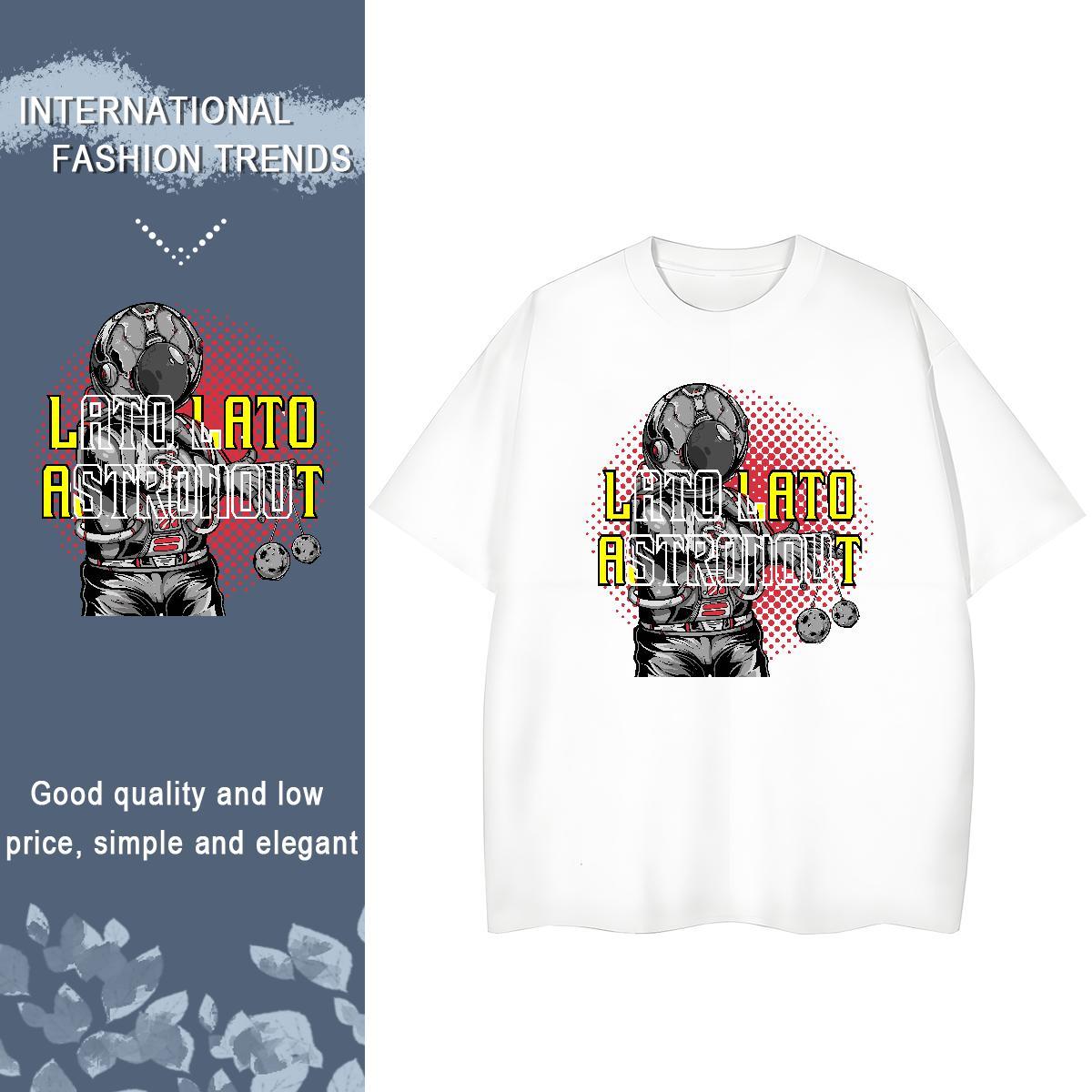 Unisex Couples T Shirts 230g Pure Cotton cosmonaut Sports Street Wear Women T Shirts Breathable Custom Printed Polos