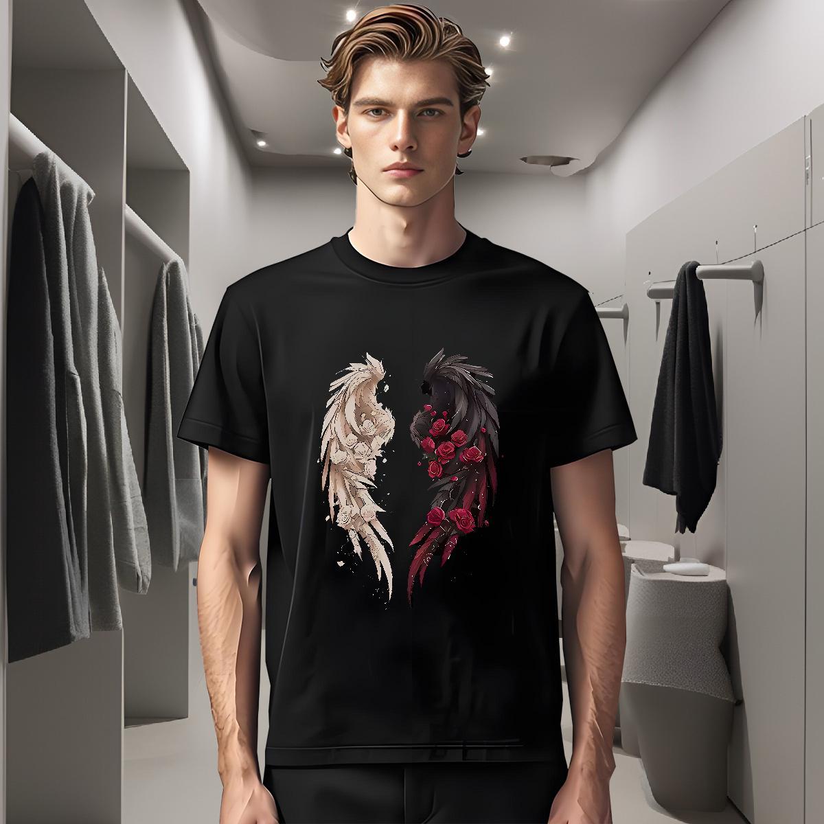 Fashion Casual Men Tees 230g Pure Cotton Hip Hop wing Breathable T Shirts Men Popular Custom Print Plus Size Top Tees