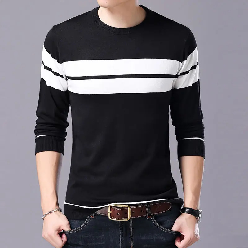 Fashion Oneck patchwork knitted casual sweater mens clothing autumn item super large Korean floral full matching warm top 240821