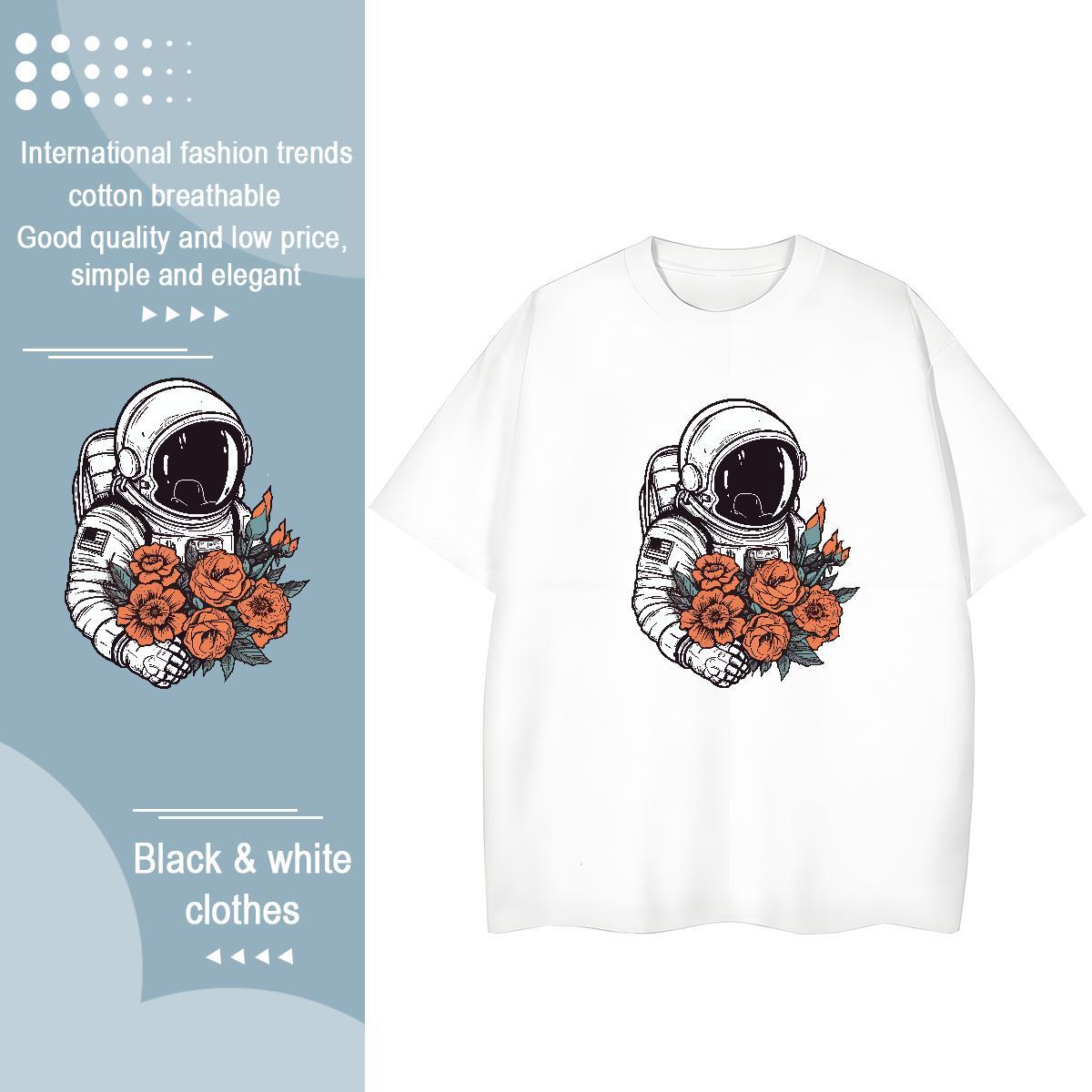 Designer Couples T Shirts 230g Cotton universe Summer Casual T-Shirts Breathable Short Sleeve Cartoon Print Tees Shirts