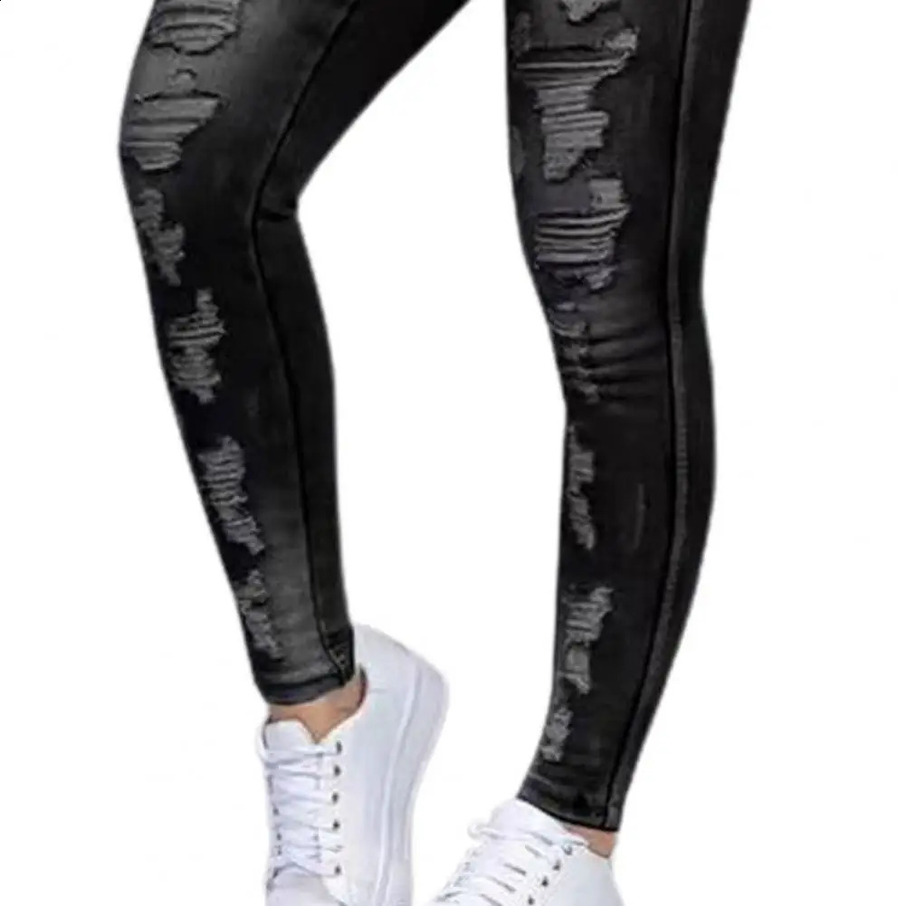 40Ripped Denim Pants Stretchy Plus Size Women Jeans With Button for Daily Wear Z260313