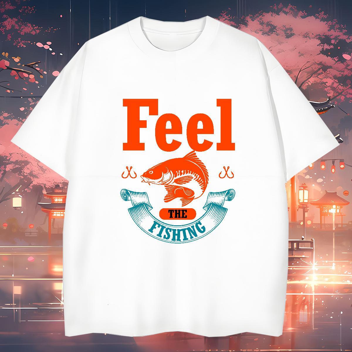 Wholesale fish Man T Shirts Street Casual Men Tshirts 230g Pure Cotton 2024 DIY Breathable Crew Neck Custom Printing Tees