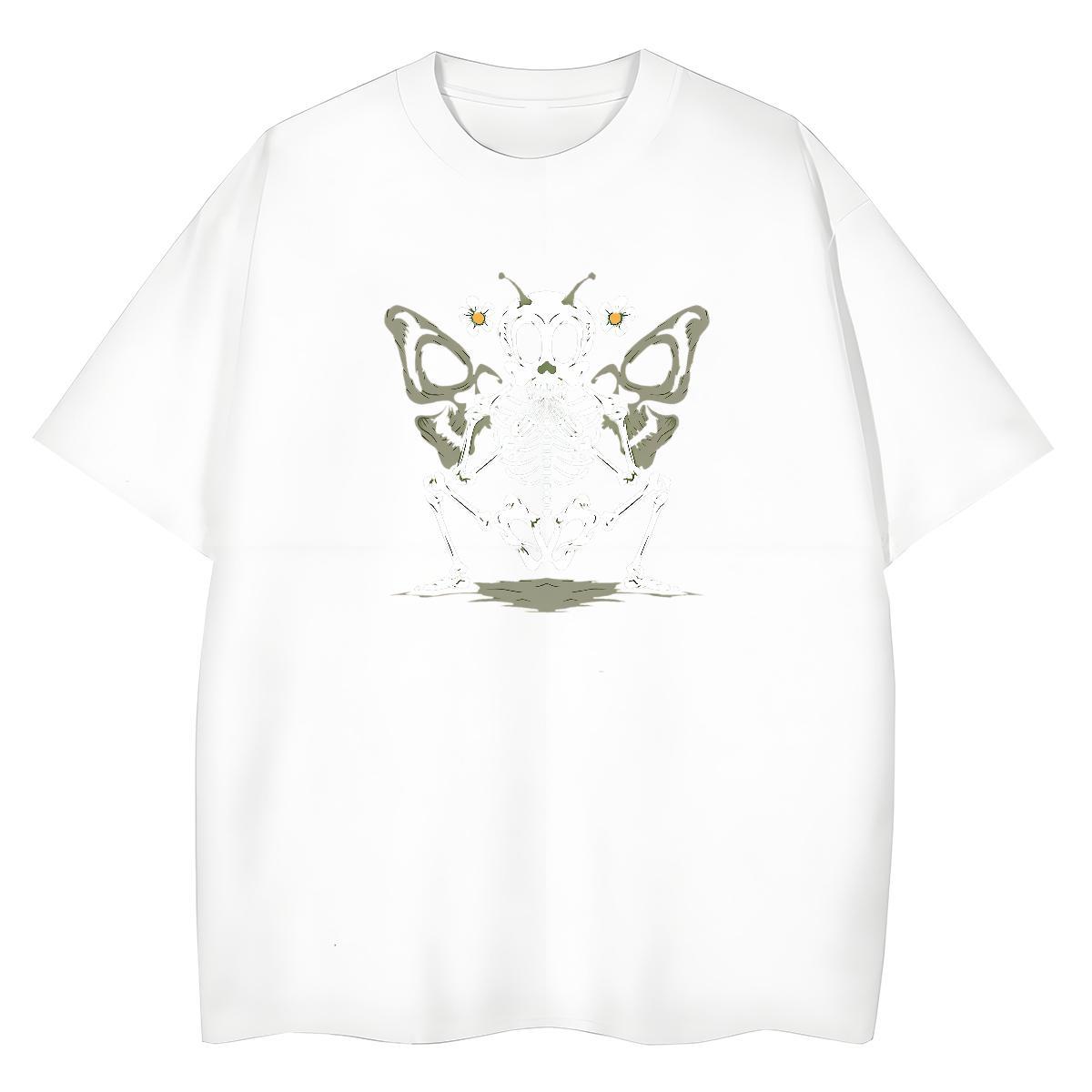 New T-Shirts 230g Cotton Breathable Short Sleeve Spring Summer butterfly Women Tshirts Loose fit Customized Print Tops Tees