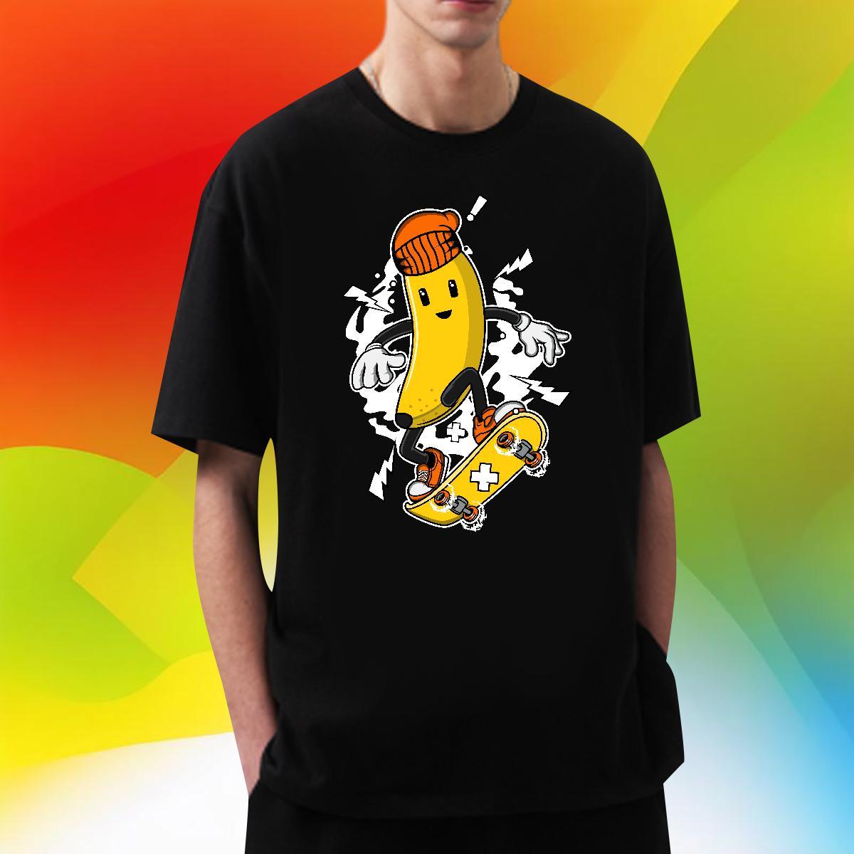 Classic Men Tops Tees Daily Wear 230g 100% Cotton Skull Round Neck Short Sleeve banana T-Shirts for Men 2024 Summer Tops Shirt