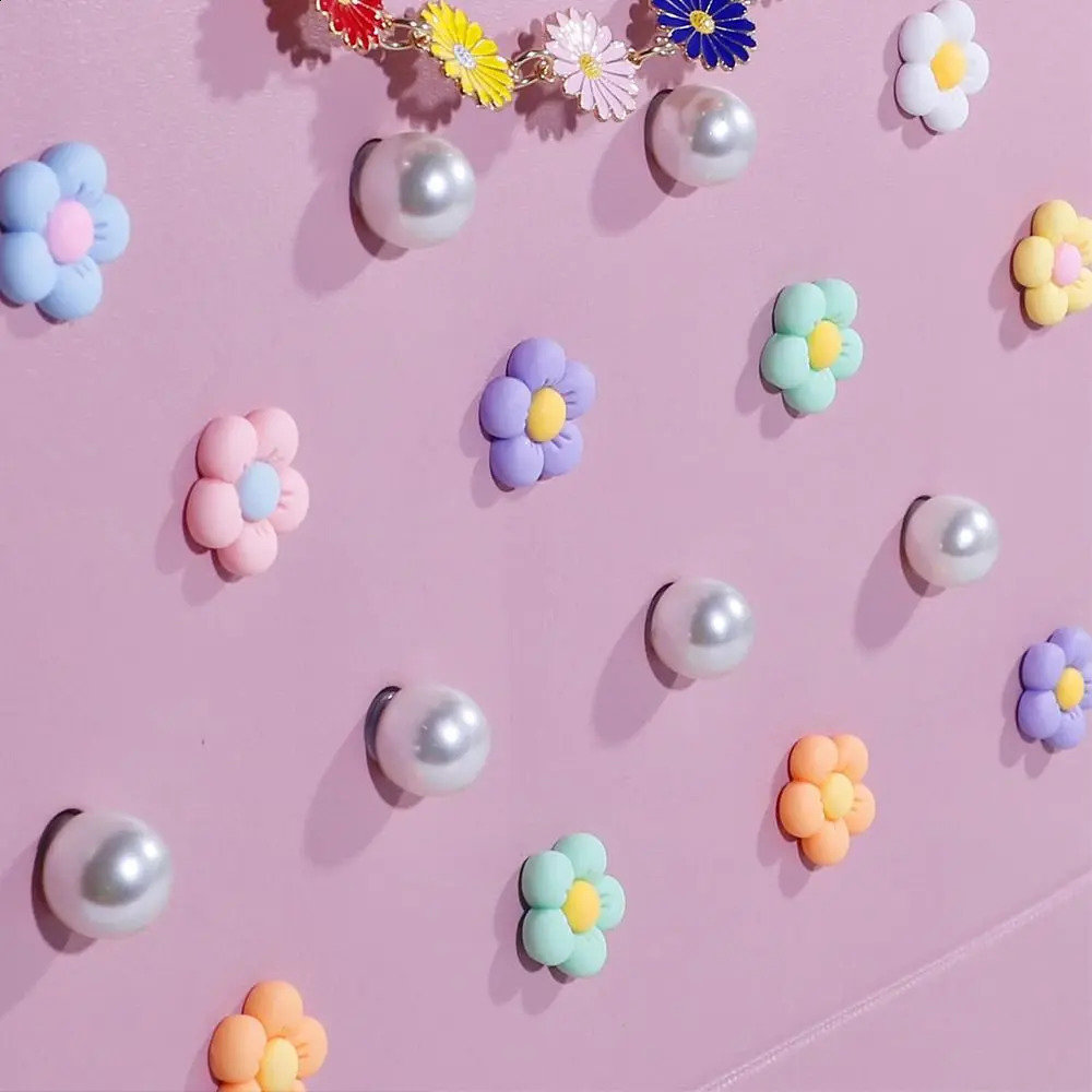 24 pieces of colorful Borg bags DIY handbags beach bag accessories fresh flowers and pearl rubber beach bags 240821