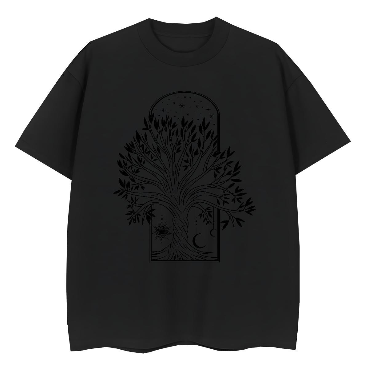Fashion Casual T Shirts Women O-Neck Short Sleeve 100% Cotton 230g Tshirt for Man Woman Graphic tree Outdoor Popular Polos