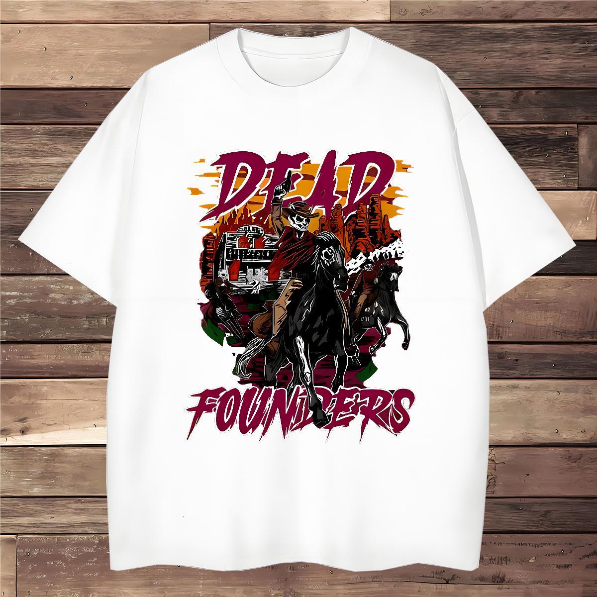 Designer horse riding T Shirt For Man Street Casual Men Clothes T-Shirt 100% Cotton 230g 2024 Summer Breathable Short Sleeve White Plus Size Top Tees