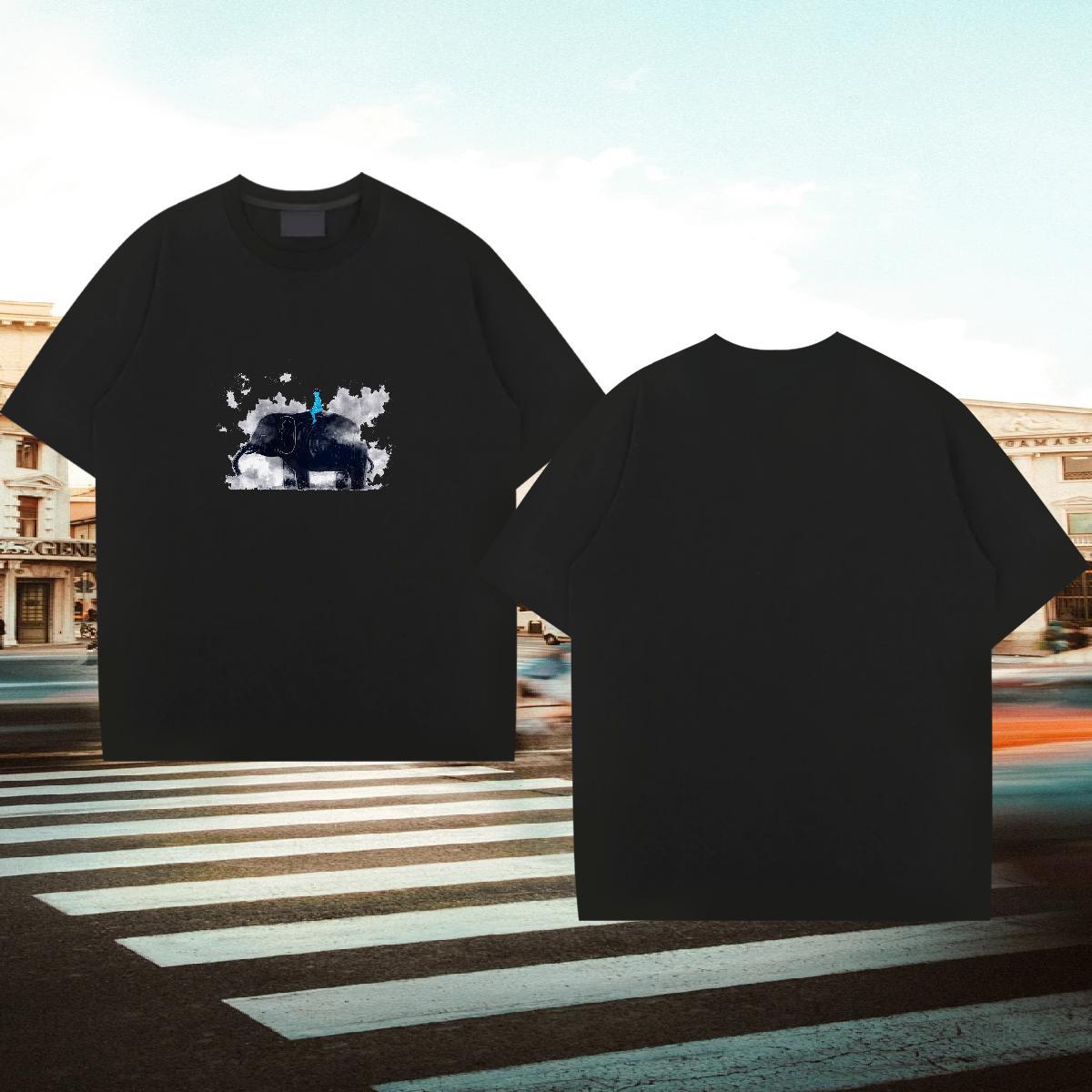 Unisex Tshirt for Man Woman Casual Daily Wear 230g Cotton Customized Breathable Crew Neck Elephant T-Shirts Factory Direct Clothings