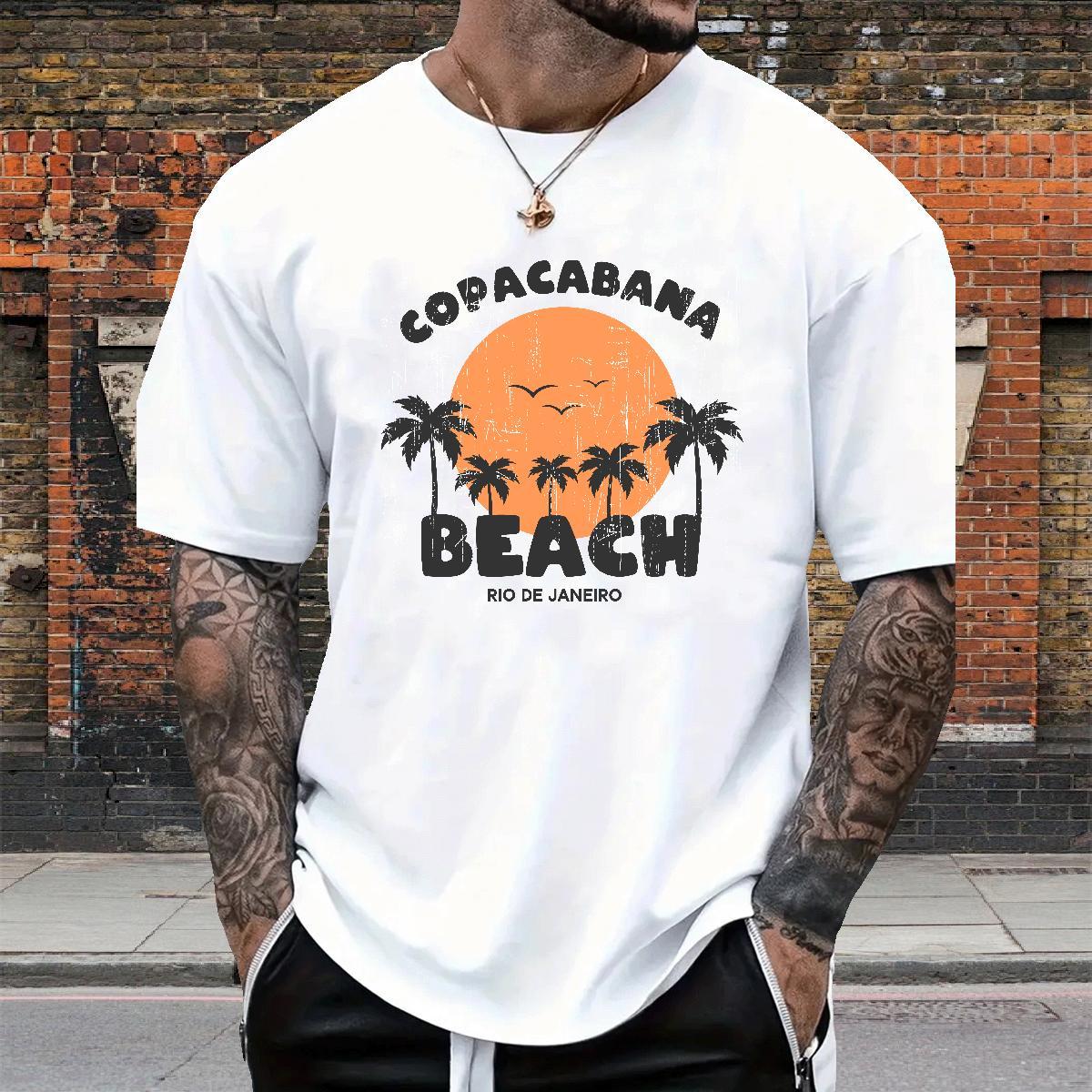 TOP Quality Men Clothes T-Shirt Casual Beach 100% Cotton 230g Custom Cartoon Crew Neck Breathable beach T Shirt For Man Wholesale Tops Tees