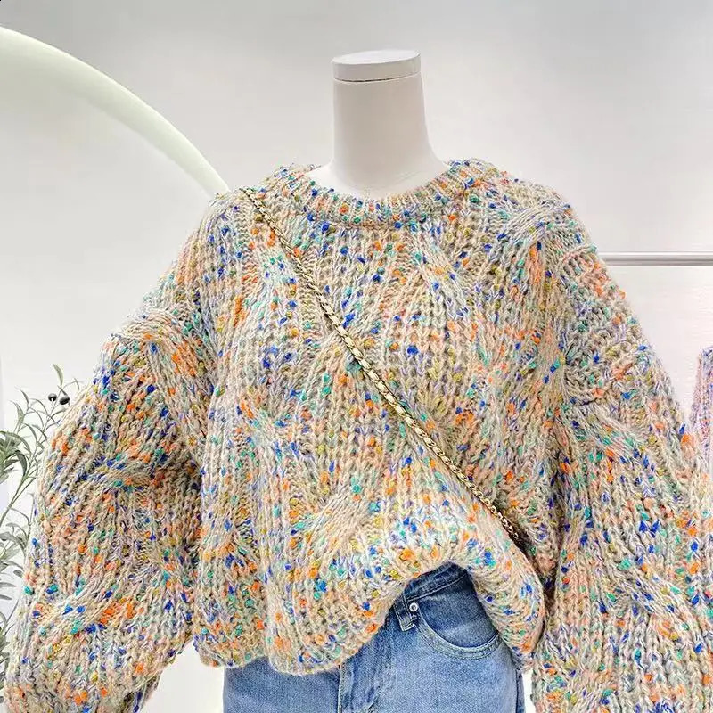 Chunky Knit Sweater Multicolor Thick Woolen Cable-knit Pullover Jumper for Women Autumn Winter Korean Fashion Outfit 240814
