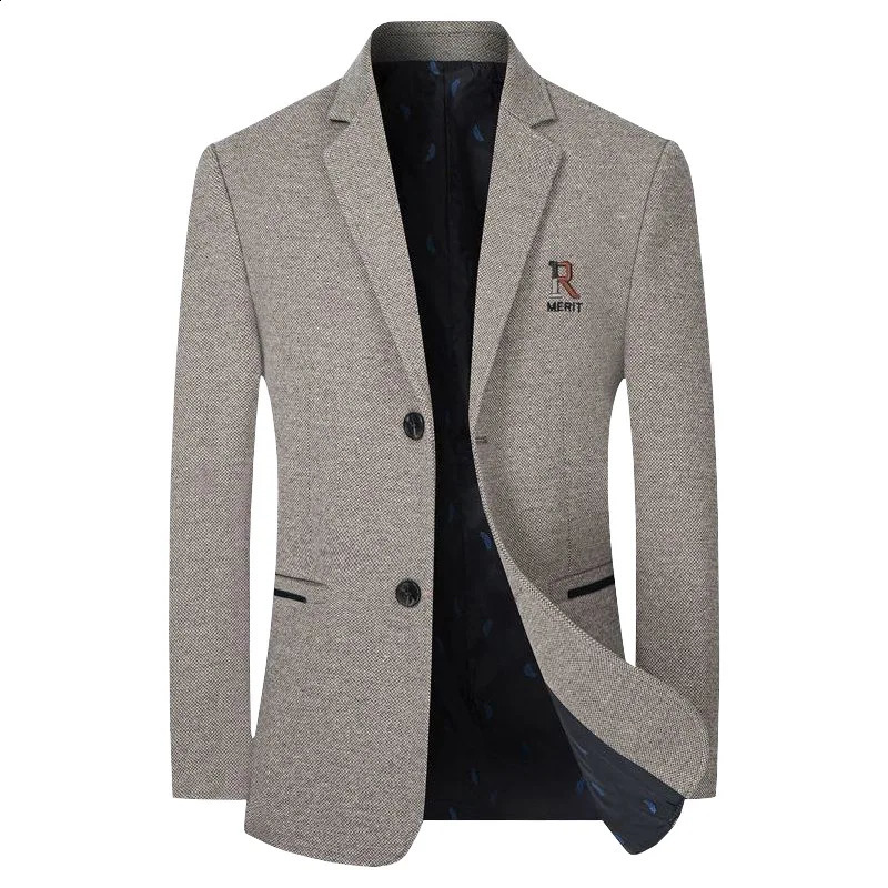 Men Business Casual Cashmere Blazers Suits Jackets Wool Blends Male Autumn Winter Slim Fit Coats Mens Clothing 240821
