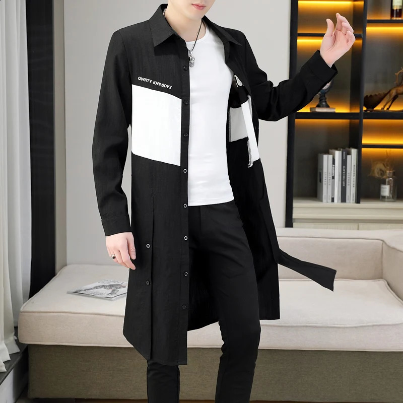 Mens Ultra-thin Windbreaker Mid-length Summer Sun Protection Clothes Coat thin Trend Trench coat Handsome Cloak 240822