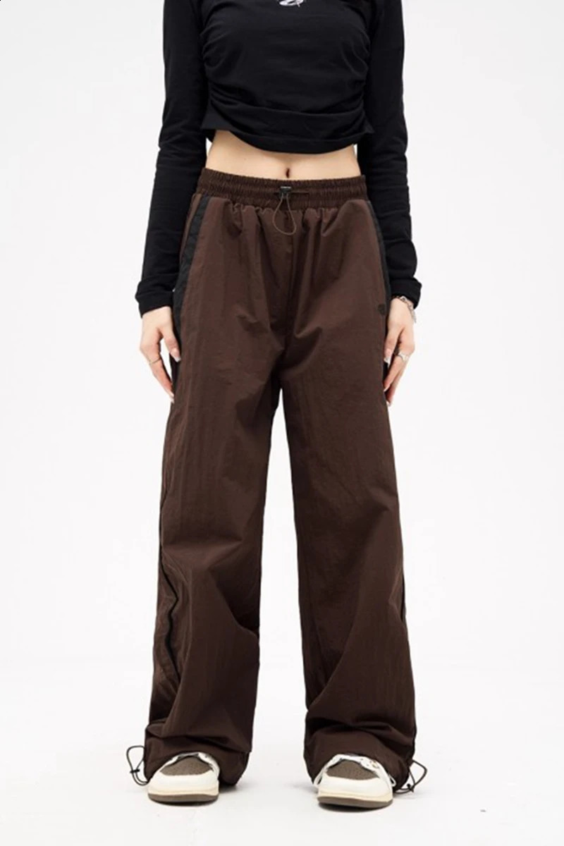 Y2k Women Wide Leg Cargo Pants Casual Streetwear Loose Drawstring Trousers Drawstring Sweatpants Female Vintage Baggy Joggers 240821