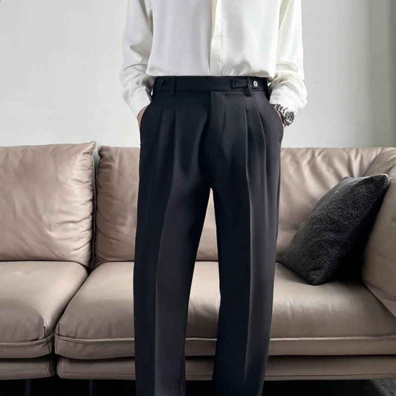 Social custom mens suit pants solid color polyester Trouser business straight elegant relaxed fashion 240821
