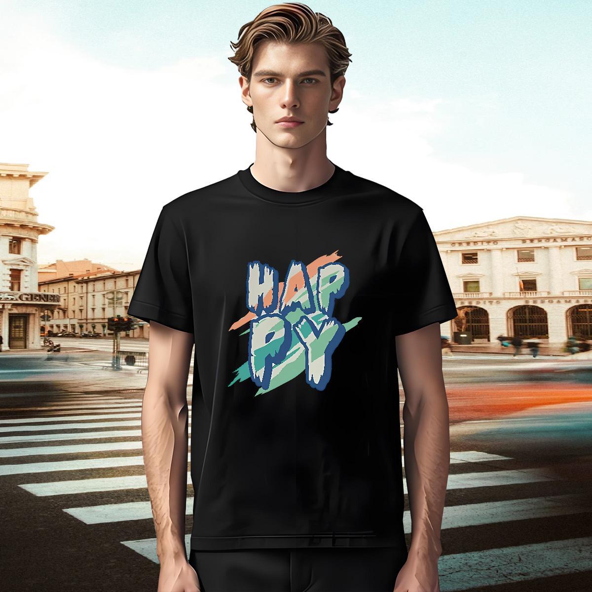 Cool Men Tees Home Outdoor 100% Cotton 230g Custom Anime Short Sleeve O-Neck happy Mens T Shirts Fashion Designer Tees Shirts