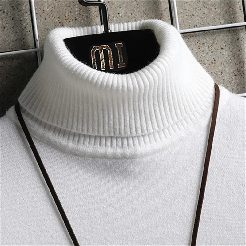 Turtleneck Sweaters Men Solid Pullovers Winter Knitted Sweater Turtleneck Pullovers Black Gery Winter Warm Sweater Men Clothing 240821