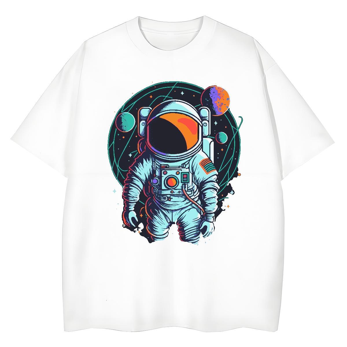 Female Womens Tshirts 230g Pure Cotton cosmonaut Hip Hop Street Women T Shirts Breathable Crew Neck Custom Printing Tops Shirt