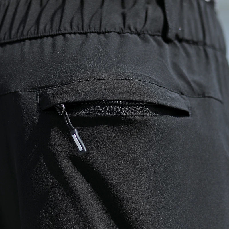Mens Summer Pants Outdoor Stretch Breathable Straight Leg Pants Large Size Quick Dry Elastic Band Black Trousers 8XL 240822