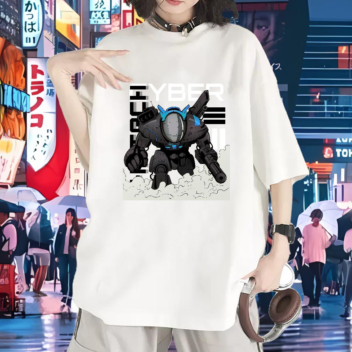 Fashion Casual T shirt Breathable Short Sleeve 100% Cotton 230g Women Tees DIY Anime ET Spring Summer Lady Clothings