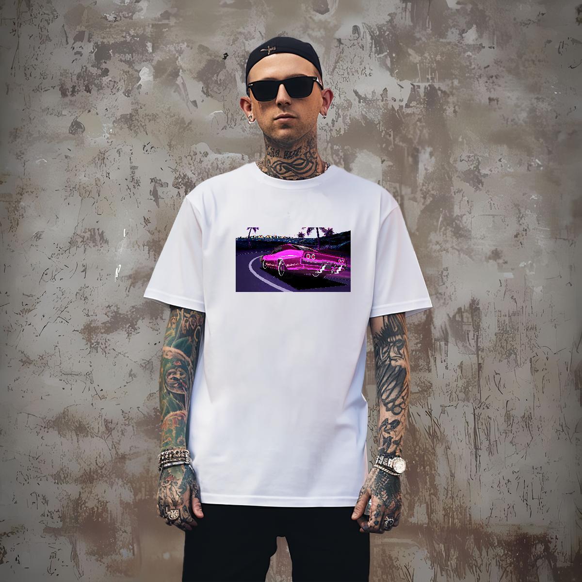 TOP Quality car T-Shirts Beach Tshirts 100% Cotton 230g 2024 Breathable Crew Neck Graphic Tees