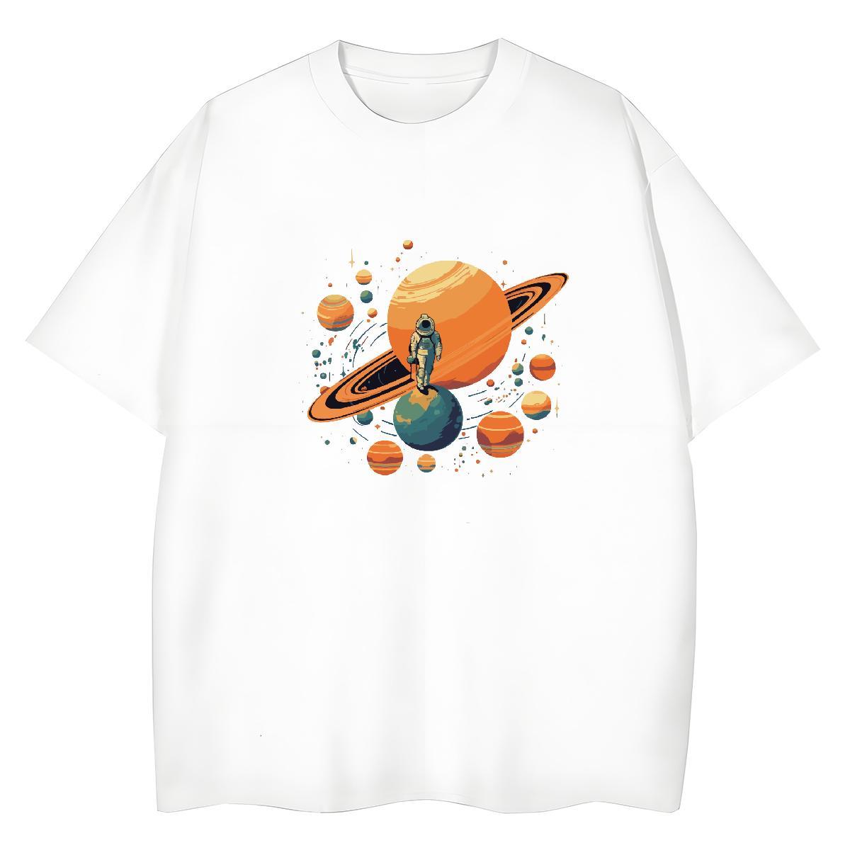 Soft Womens Tshirts 230g Cotton universe Casual Daily Wear Womens T Shirts Breathable Soft Black Oversized Tee Shirt