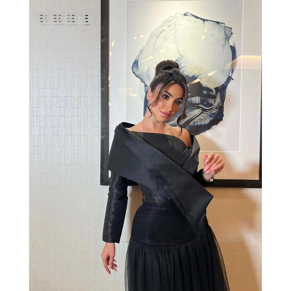 One-Shoulder Long A-E Sleeves Zipper Up For Prom Tail Elegant And Pretty Women's Dresses Formal Fy19398 mal