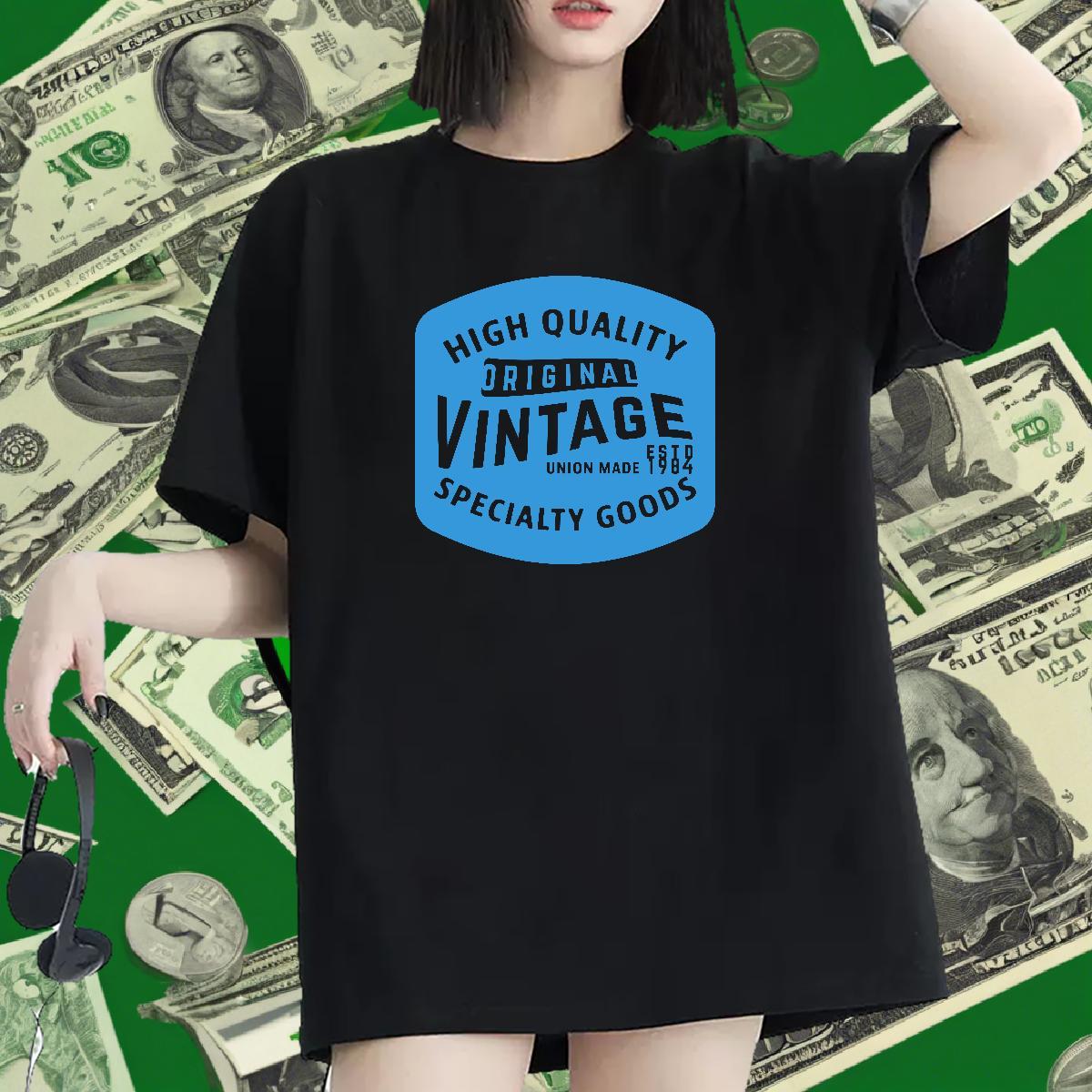 Comfortable Women Tees 100% Cotton 230g letter Street Casual T Shirts Women Breathable Crew Neck Skull Tops Tees