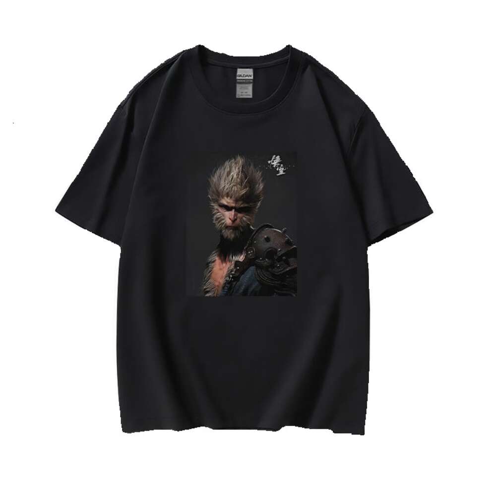 Black Myth Wukong BLACKMYTH China-Chic peripheral printing summer short sleeve T-shirt men's pure cotton loose game INS dongdumaoyi