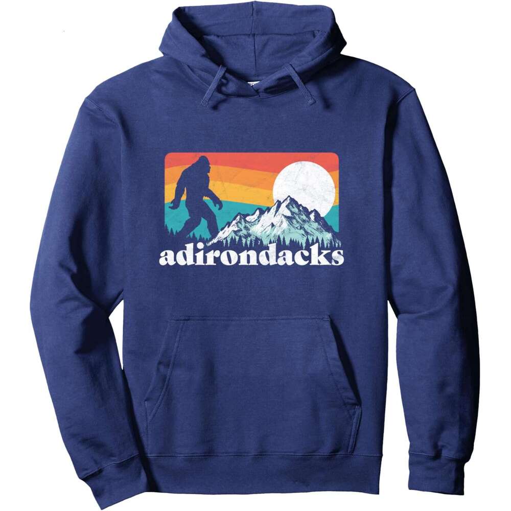 Hoodie for Mens Womens Adirondac Retro Bigfoot New York Mountains Pullover Hoodie Graphic Hoodies Sweatshirt Pullover Long Sleeve