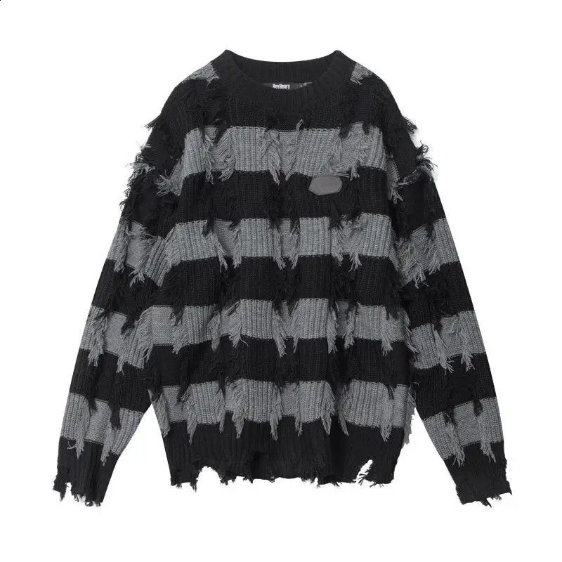 Fringe Sweater Winter Mans And Womens Hole Oversized Sweater Harajuku Lazy Autumn Wispy Leisure Lovers Pullover Men Clothes 240821