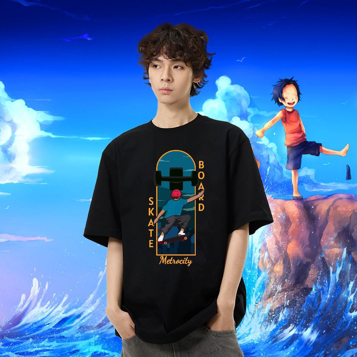 Soft Men Clothes T-Shirt Daily Wear 230g Pure Cotton DIY Breathable Crew Neck skateboarding Man T Shirts New Arrival Tops Shirt