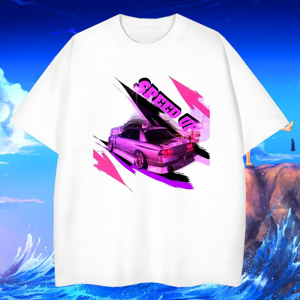 Classic Men Tees Anime Printing Street 230g Cotton Skull Round Neck Short Sleeve car Man T Shirts Customized Polos