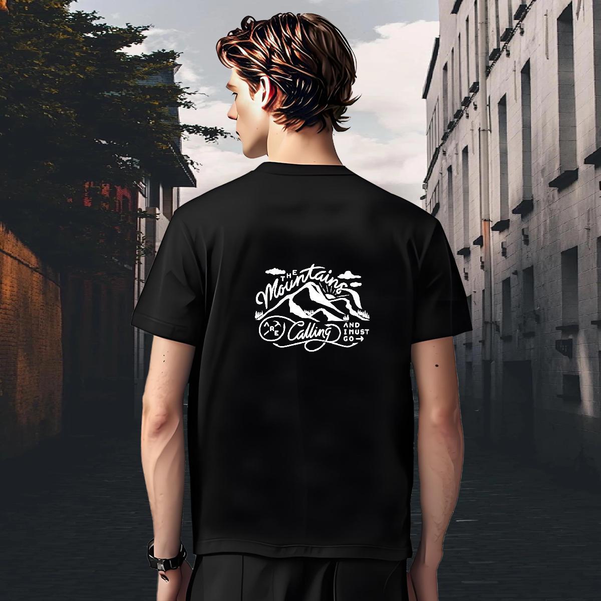 Popular Men Clothes T-Shirt Anime Printing Street 230g 100% Cotton Oversized 3XL 4XL Breathable Crew Neck mountains T-Shirts for Men Customized Tees S