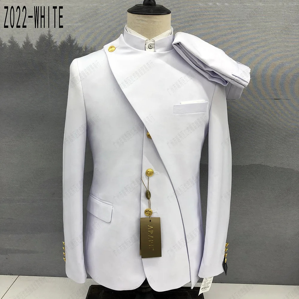 2024 Classic Chinese Tunic Suit Set For Men Formal Banquet Slim Fit Blazer Pants 2 Pieces Evening Dinner Elegant Male Costumes 240821