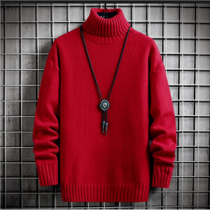 Winter Mens Turtleneck Cashmere Sweater Trend Plush Thickening Bottoming Sweater Solid Color Casual Fashion Male Warm Pullovers 240821