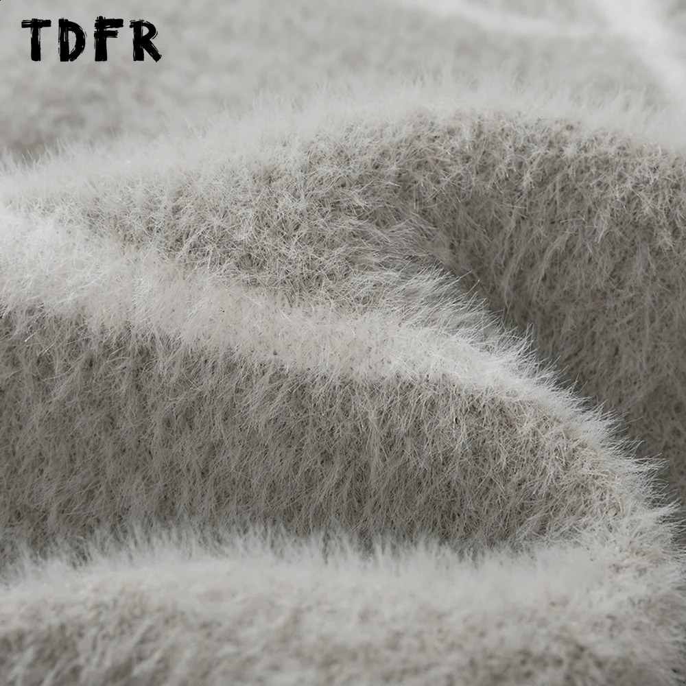 Jacquard Mohair sweater mens autumn casual loose crew collar long sleeved knitted floral 240821