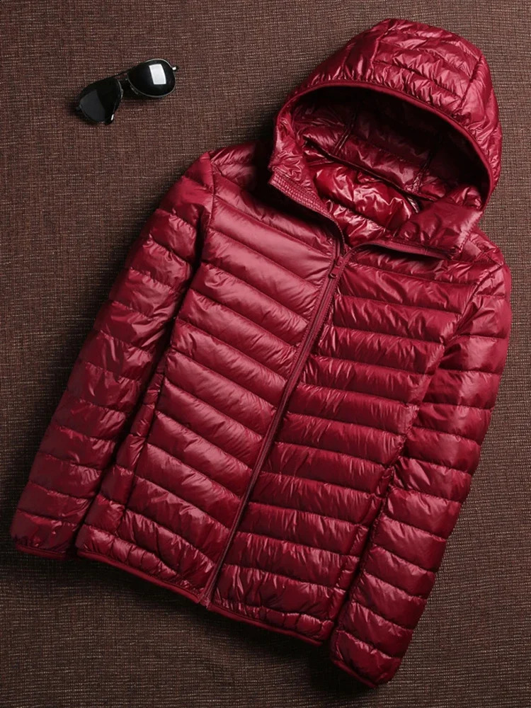 Spring and autumn fashion ultra light duck down jacket mens Korean street clothing wool hooded warm 240822